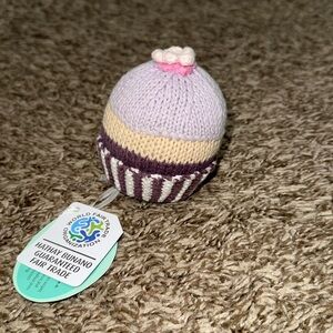 Pebble NWT purple crochet cupcake rattle baby girl